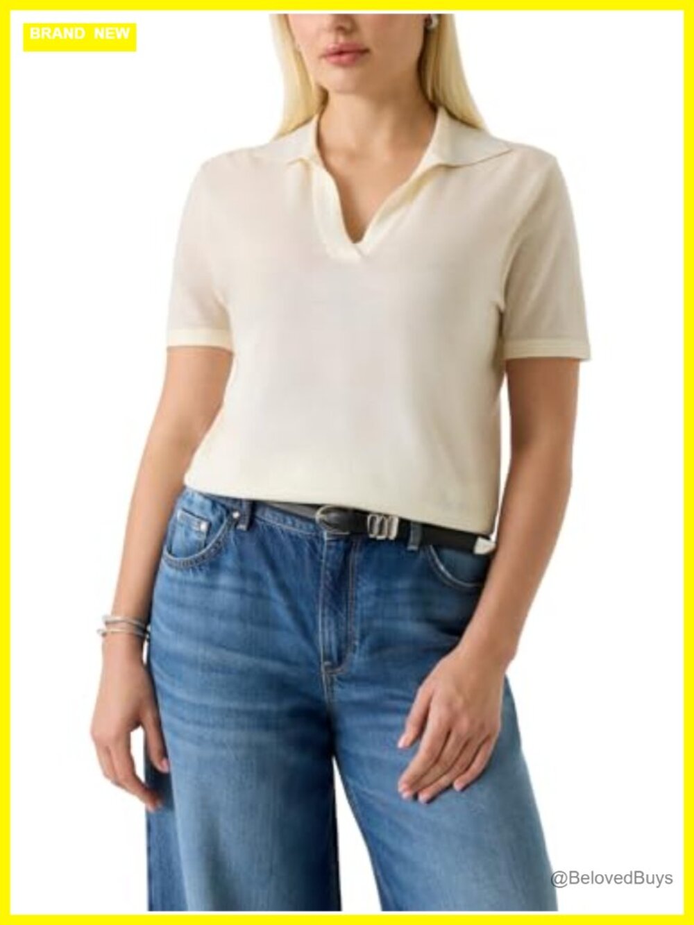 Rhinestone Short Sleeve Knit Polo Sweater